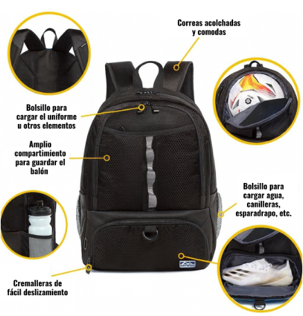 Bolso Mochila De Futbol Con Varios Compartimientos